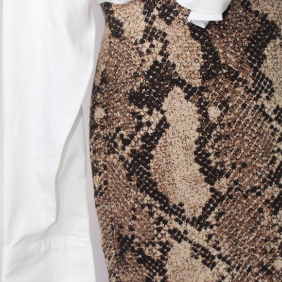 Women's HM Snake Print Brown Zipper Tube Mini Skirt - Size 4 - Mint Condition - Picture 8 of 9